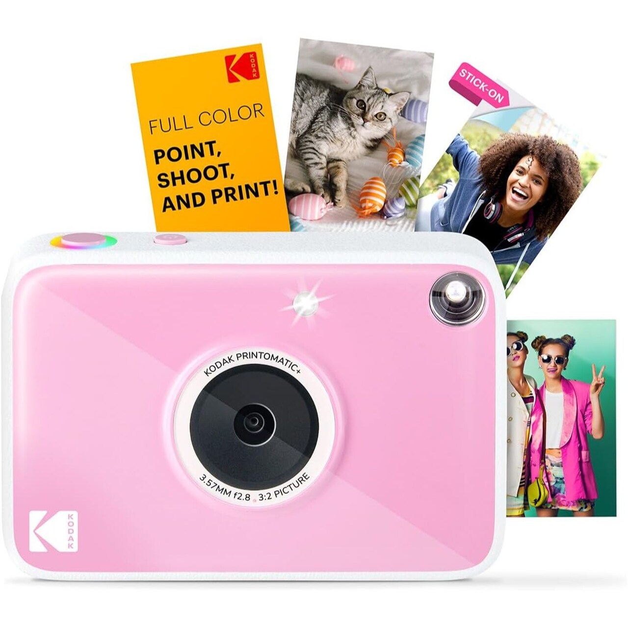 Kodak Printomatic+ Instant Print Digital Camera -10MP Portable Camera with Interactive RGB LED Status Indicator, Prints Full-Color Photos on Zink 2x3” Sticky-Backed Photo Paper - Easy & Fun